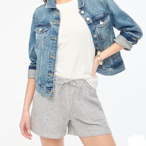 J. Crew Factory Pants - NEW! J. CREW Factory Linen Blend Striped Drawstring Shorts Grey/Wh. 3X GORGEOUS